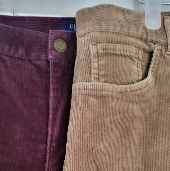 Chaps 5 Pocket Corduroy Pant Bundle Burgundy & Tan - Picture 2 of 8